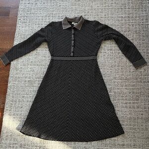 Max Studio Chic Black and Taupe Knit Long Sleeve Fall/Winter Dress MIDI